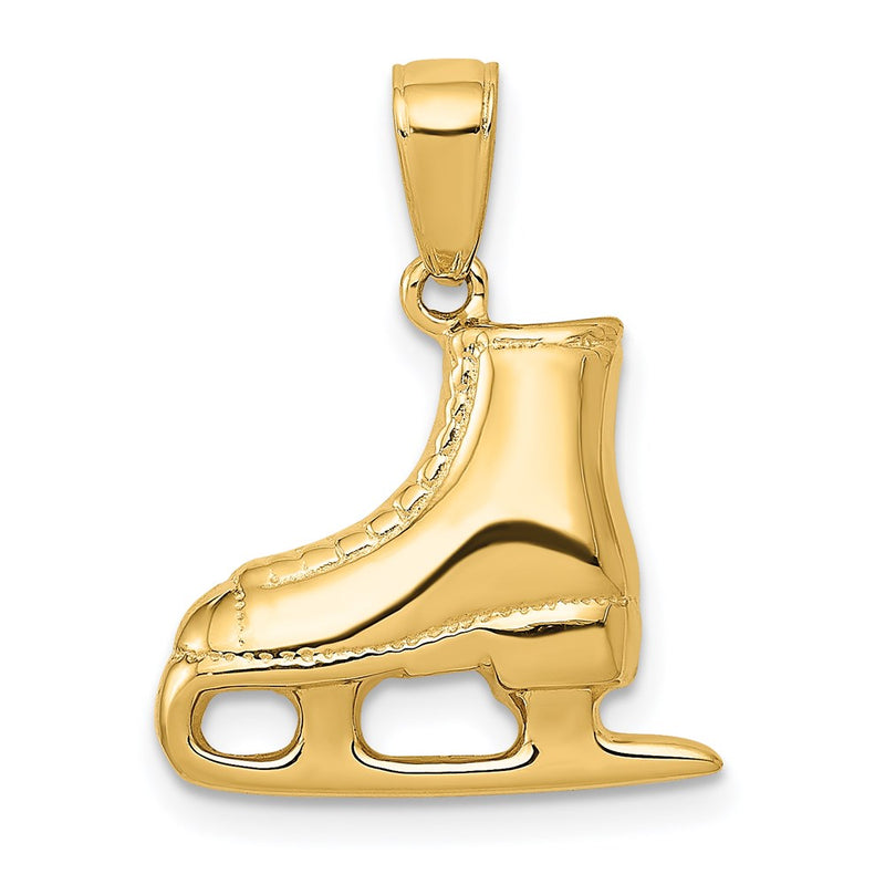 14k Yellow Gold 3-D Ice Skate Boot Pendant