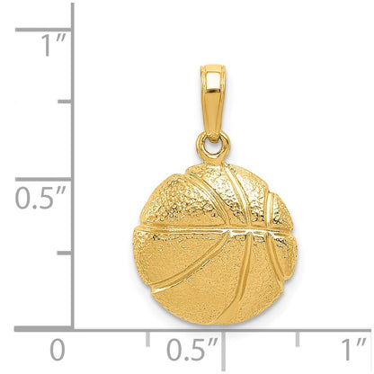 14k Yellow Gold Basketball Pendant