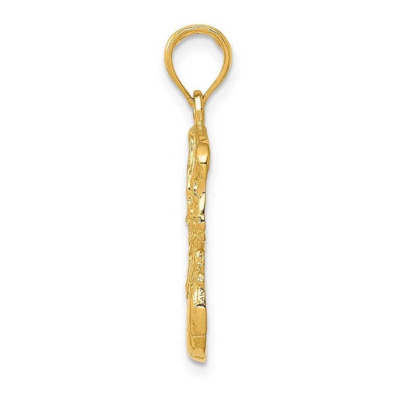 14k Yellow Gold Swoosh Basketball and Net Pendant
