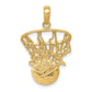 14k Yellow Gold Swoosh Basketball and Net Pendant
