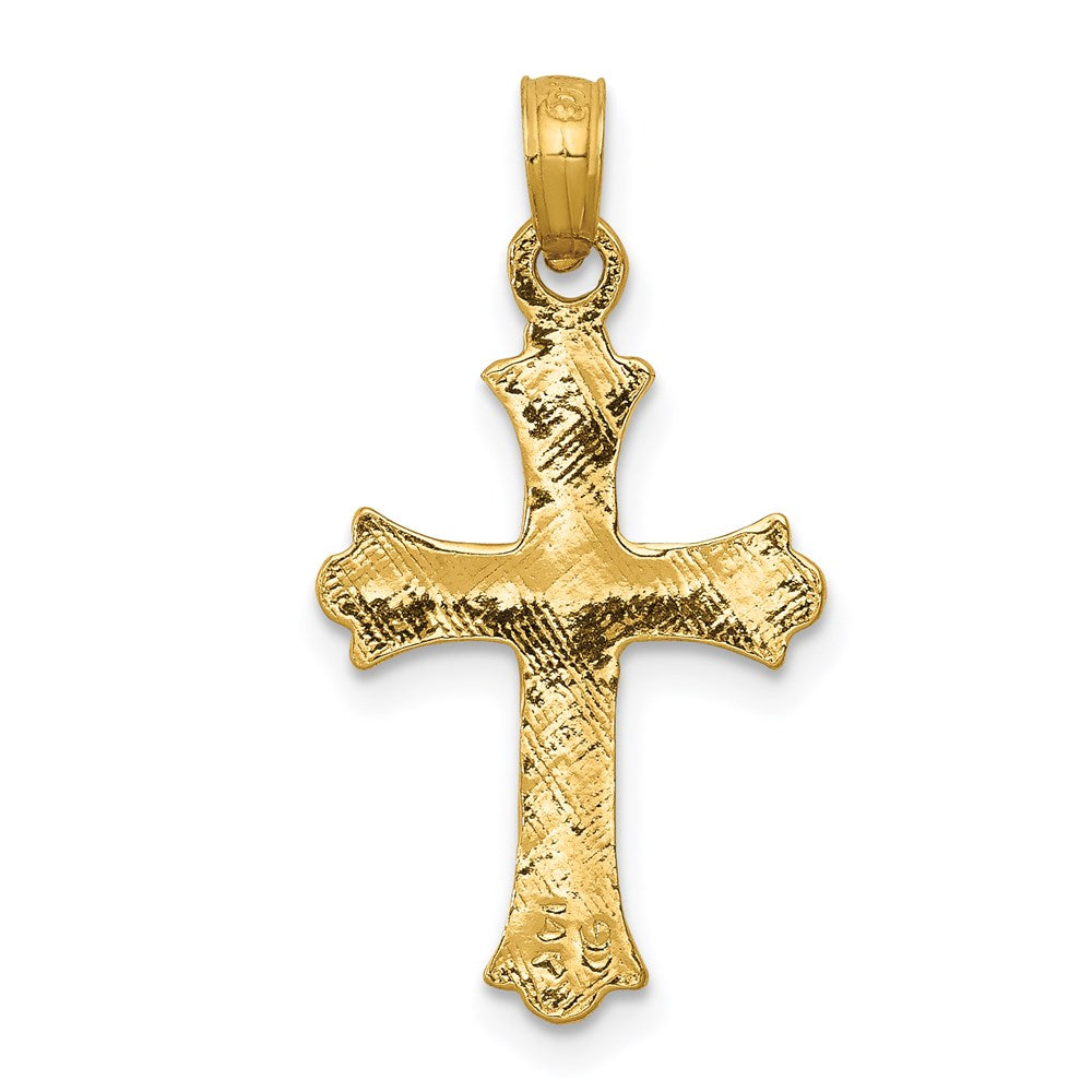 14k Yellow Gold Budded Cross Charm