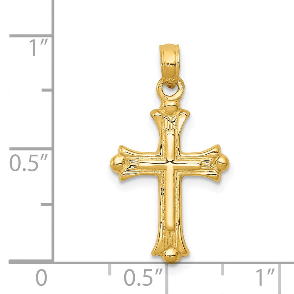 14k Yellow Gold Budded Cross Charm