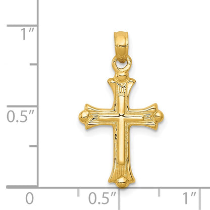 14k Yellow Gold Budded Cross Charm