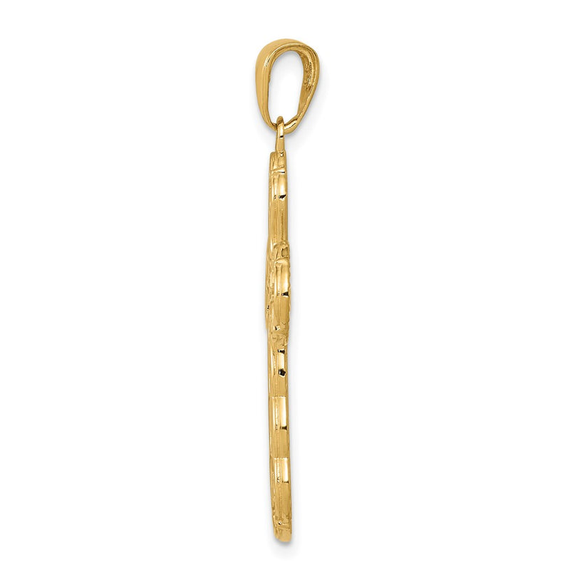 14k Yellow Gold Satin Crucifix Pendant