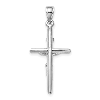 14k White Gold INRI Crucifix Pendant