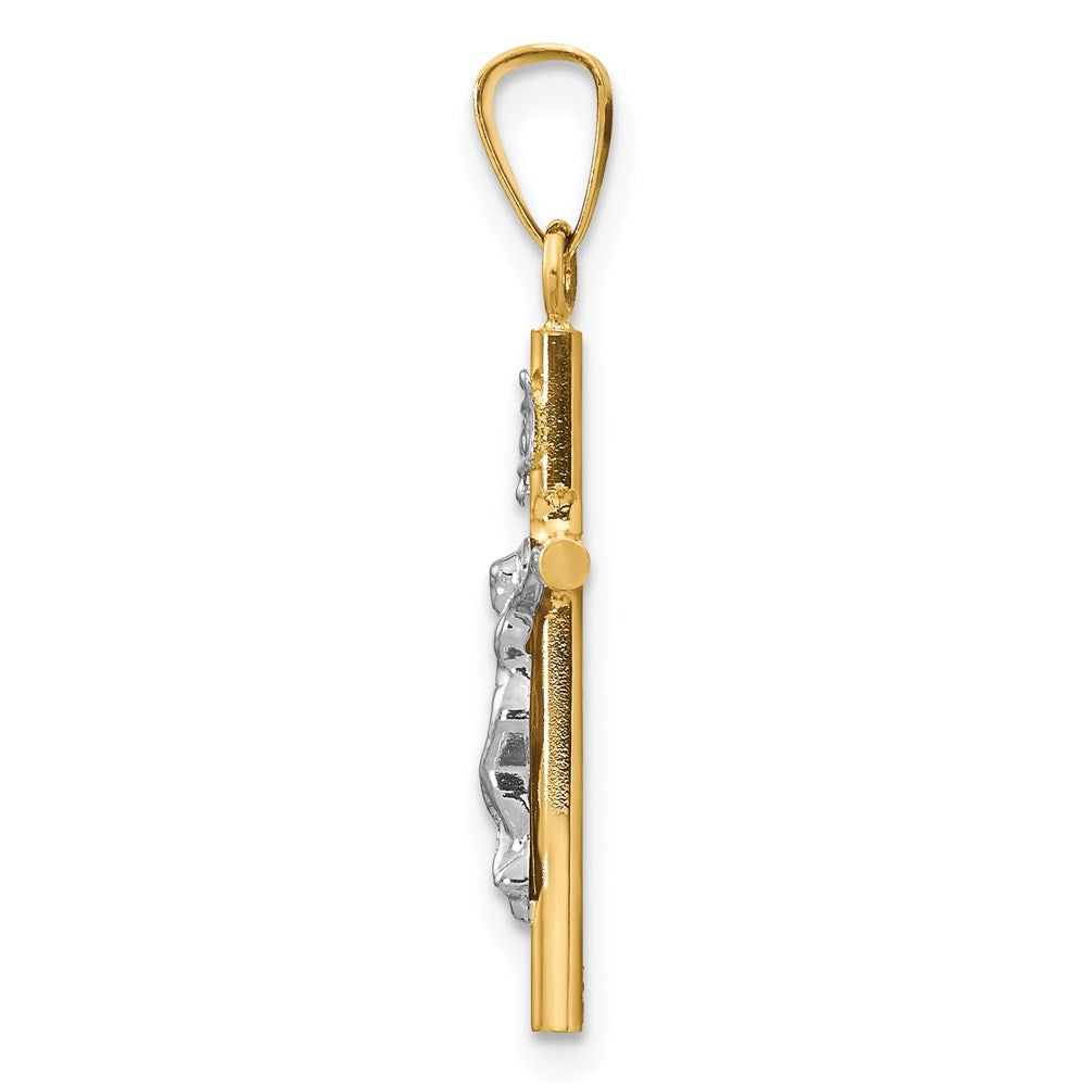 14k Two-tone Gold INRI Crucifix Pendant