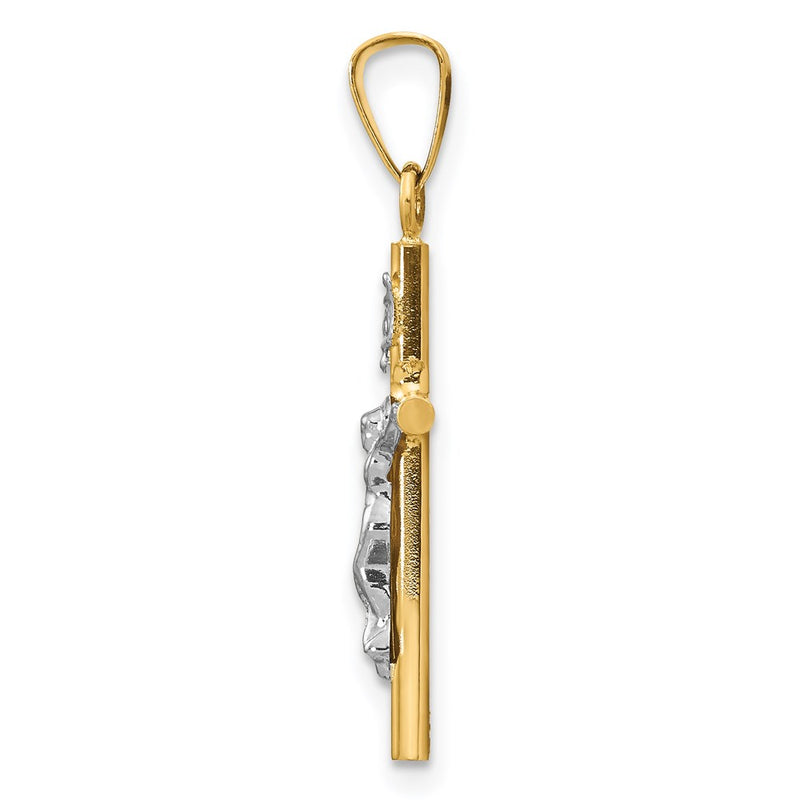 14k Two-tone Gold INRI Crucifix Pendant