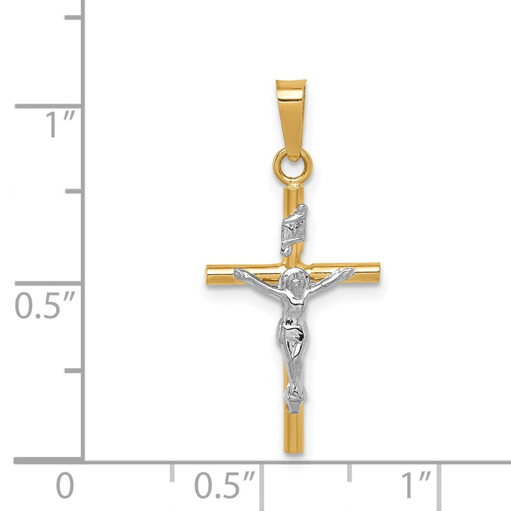14k Two-tone Gold INRI Crucifix Pendant