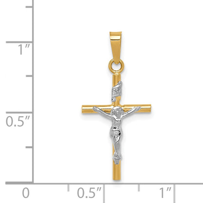 14k Two-tone Gold INRI Crucifix Pendant