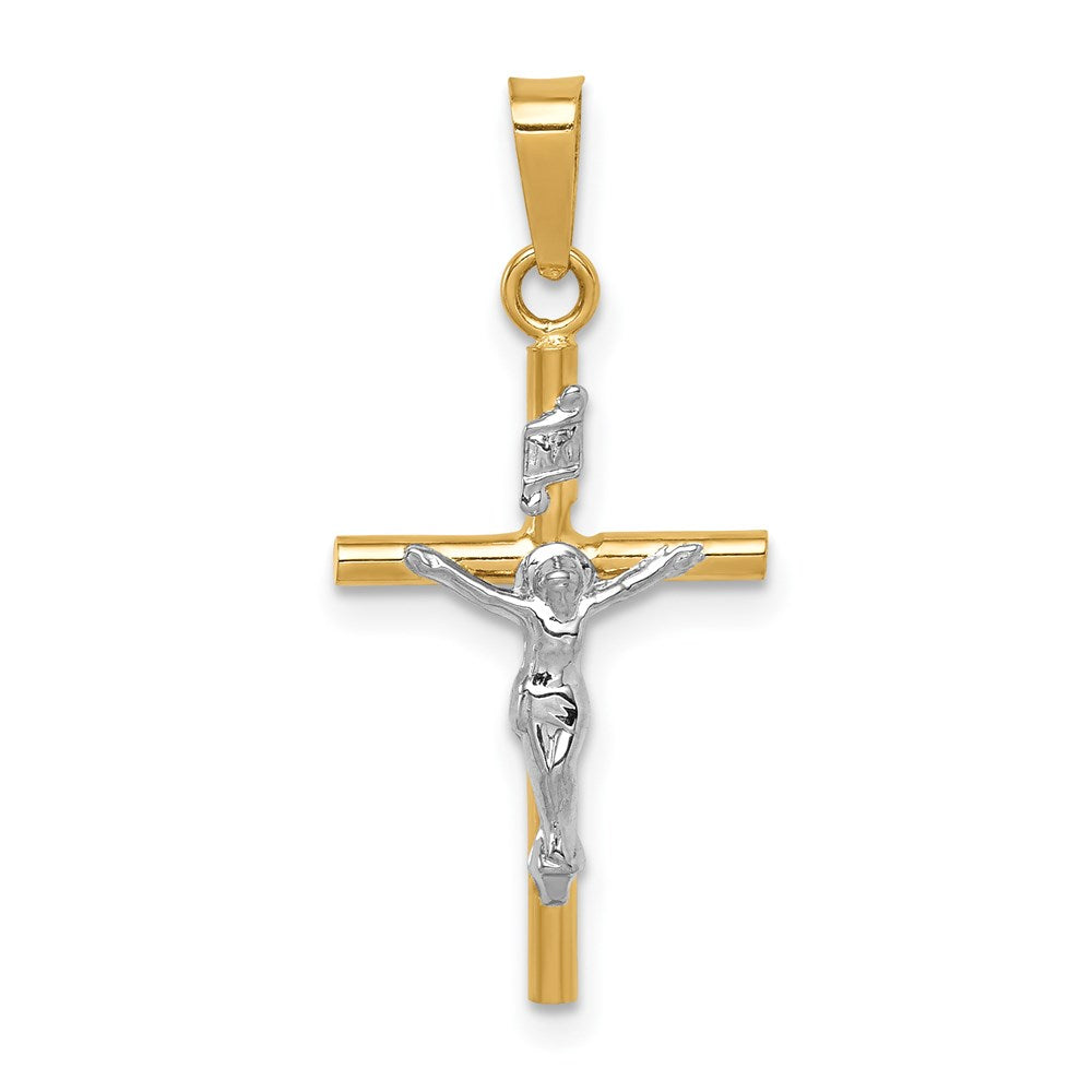 14k Two-tone Gold INRI Crucifix Pendant