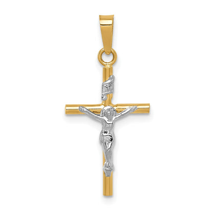 14k Two-tone Gold INRI Crucifix Pendant