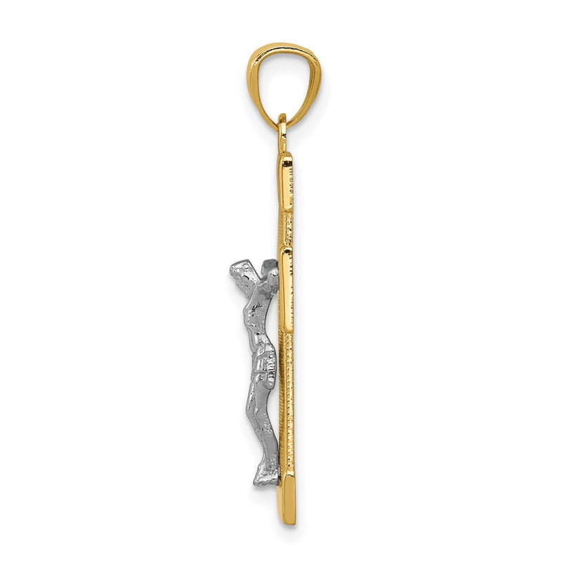 14k Two-tone Gold Crucifix Pendant
