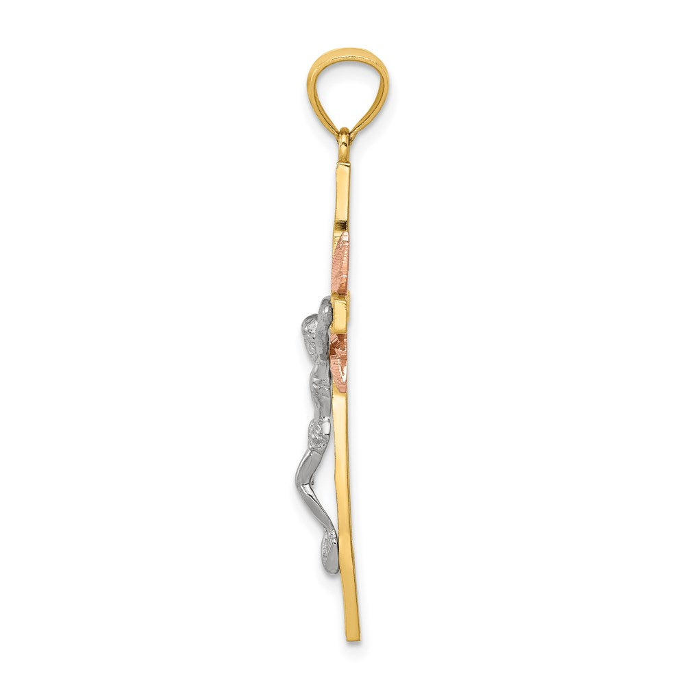 14k Tri-Color Gold Crucifix Pendant