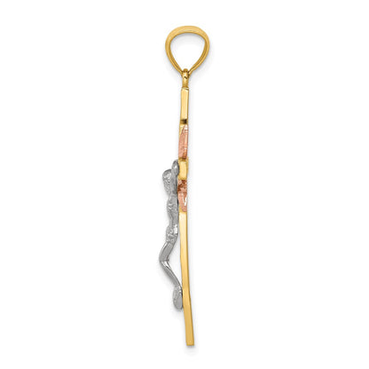 14k Tri-Color Gold Crucifix Pendant