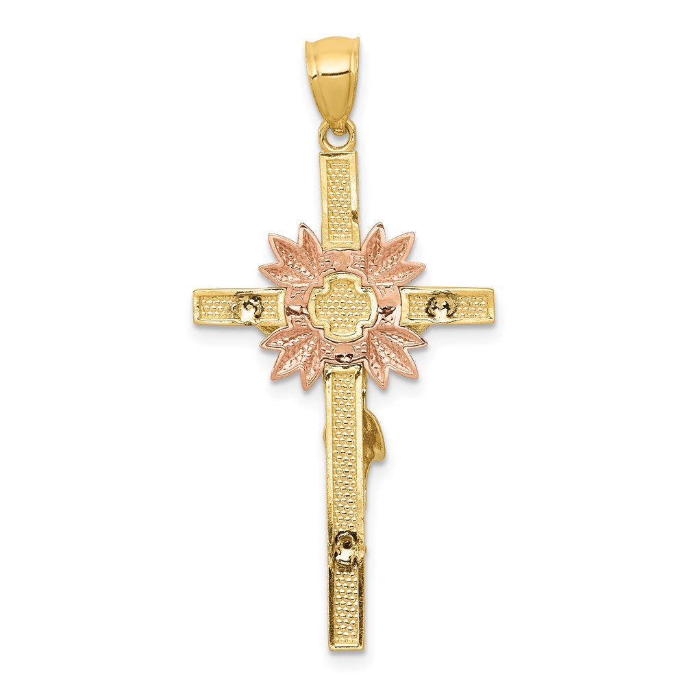 14k Tri-Color Gold Crucifix Pendant