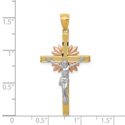 14k Tri-Color Gold Crucifix Pendant