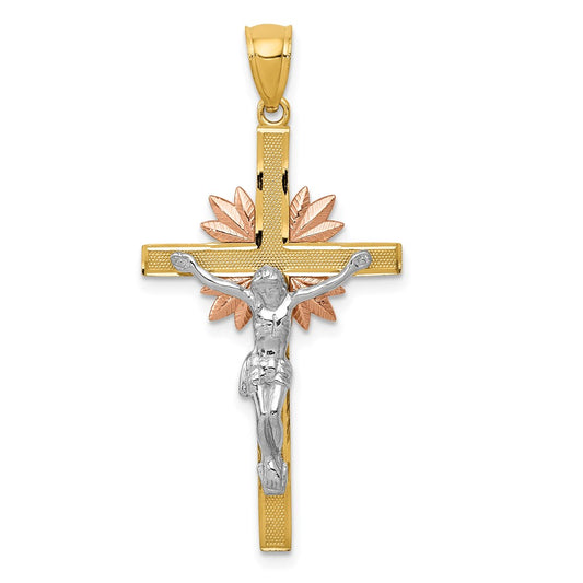 14k Tri-Color Gold Crucifix Pendant