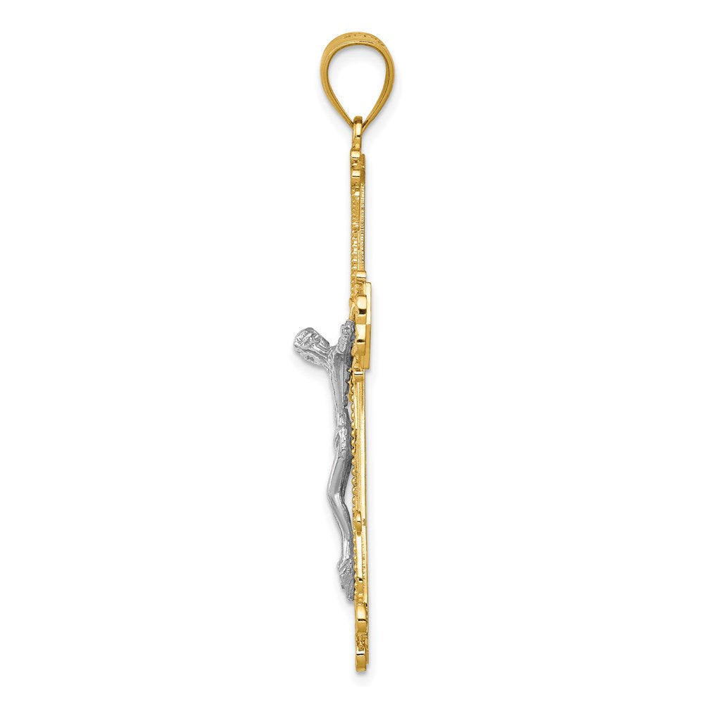 14k Two-tone Gold Diamond-cut Crucifix Pendant