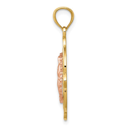 14k Two-tone Gold Rose Virgin Mary Pendant