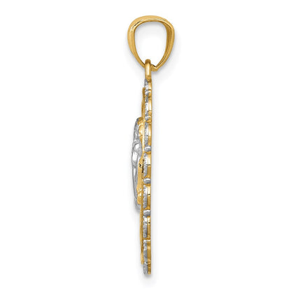 14k Yellow & Rhodium Gold w/Rhodium Angel Pendant