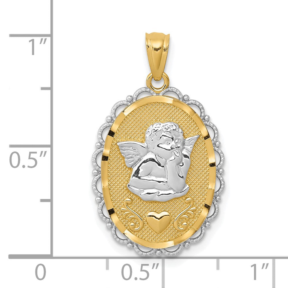 14k Yellow & Rhodium Gold w/Rhodium Angel Pendant