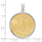 Wideband Distinguished Coin Jewelry 14k White Goldw Diamond-cut Prong Mounted 1/2oz American Eagle Coin Bezel Pendant