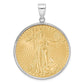 Wideband Distinguished Coin Jewelry 14k White Goldw Diamond-cut Prong Mounted 1oz American Eagle Coin Bezel Pendant