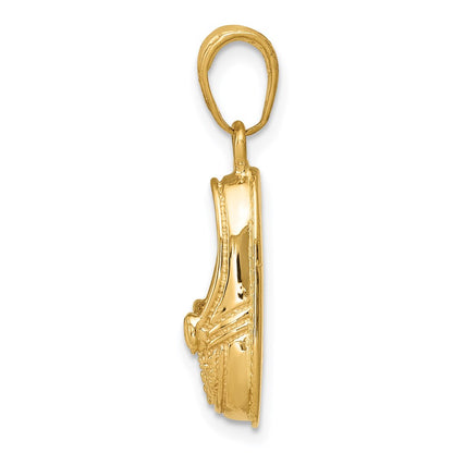 14k Yellow Gold 3-D Baby Shoe with Bow Pendant