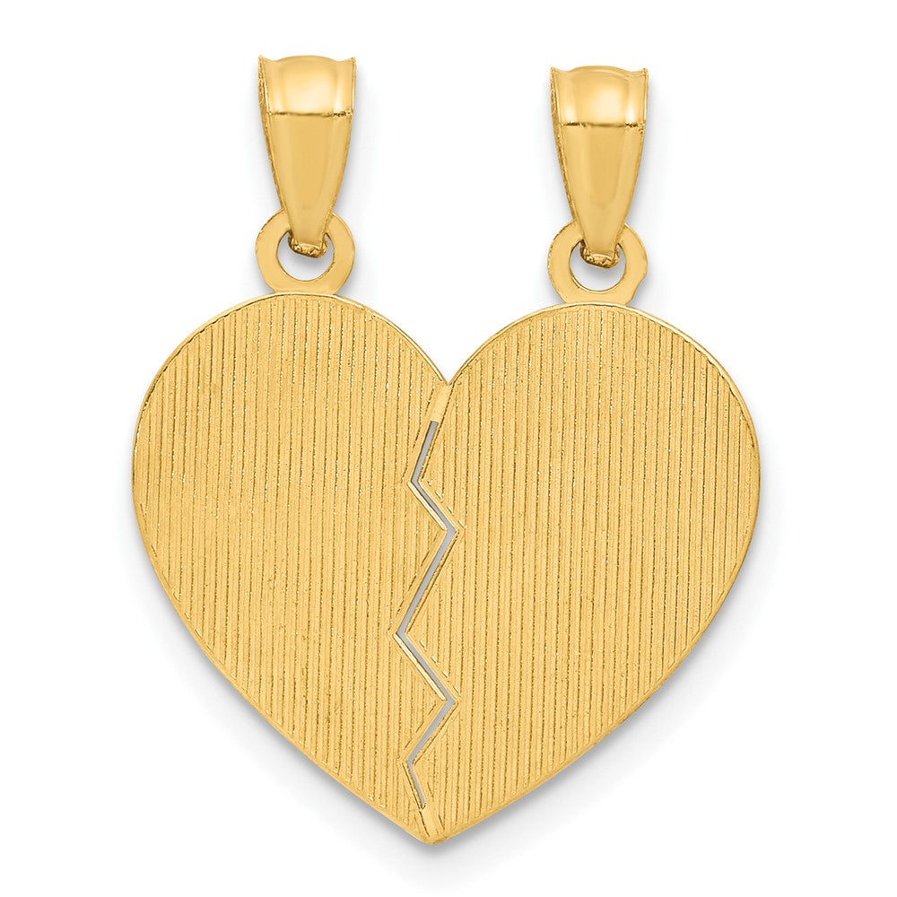 14k Yellow Gold BEST FRIENDS Heart Break Apart Pendants