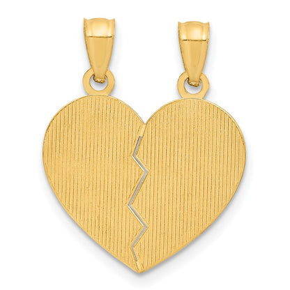 14k Yellow Gold BEST FRIENDS Heart Break Apart Pendants