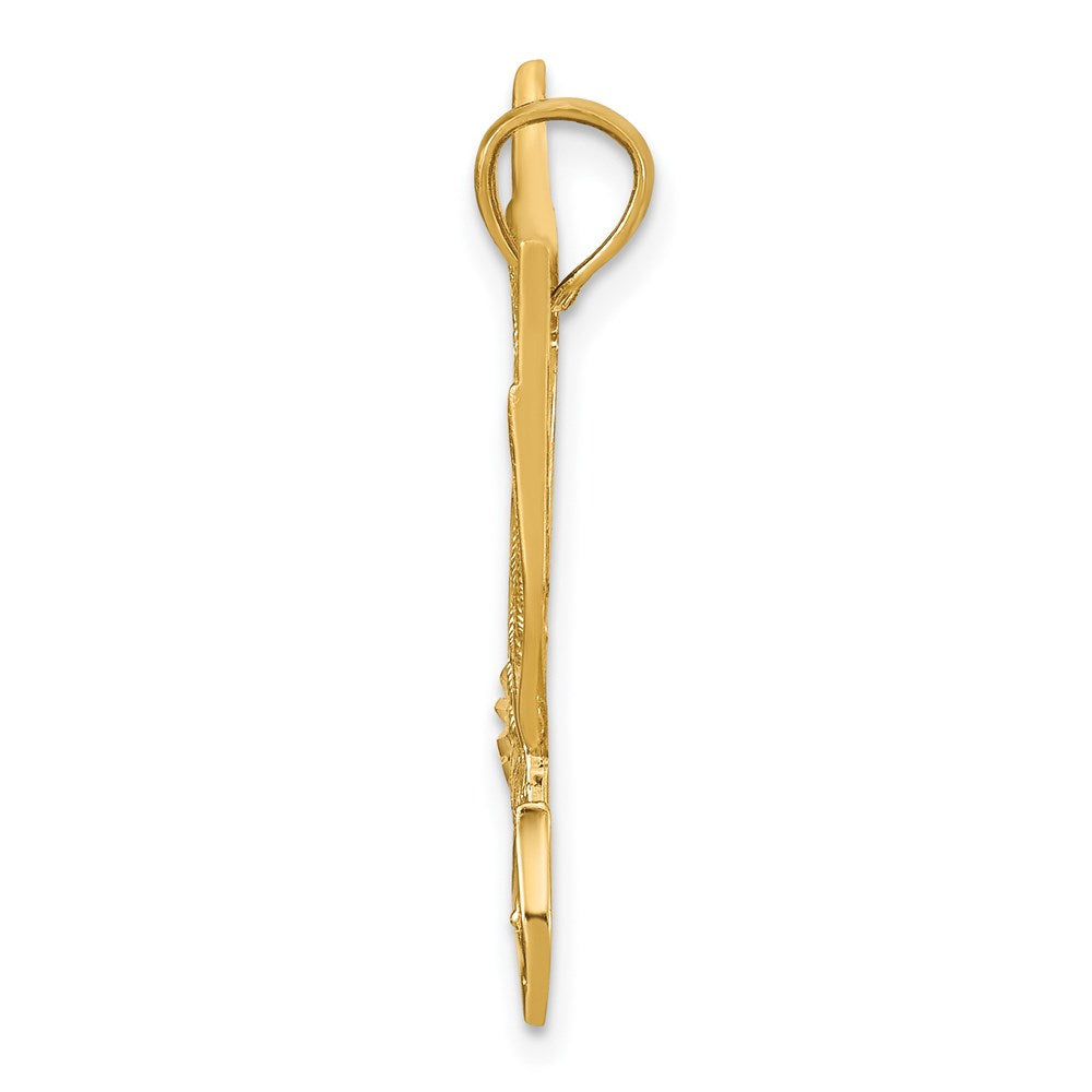 14k Yellow Gold Diamond-cut Eagle Pendant