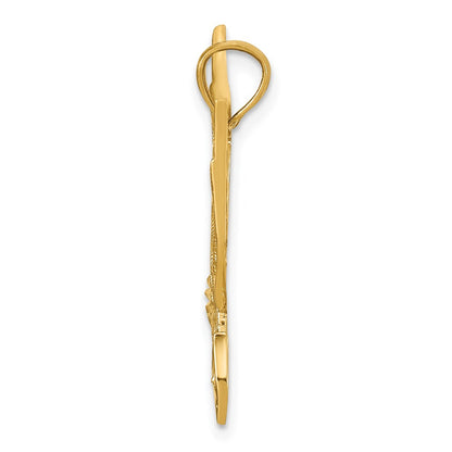 14k Yellow Gold Diamond-cut Eagle Pendant