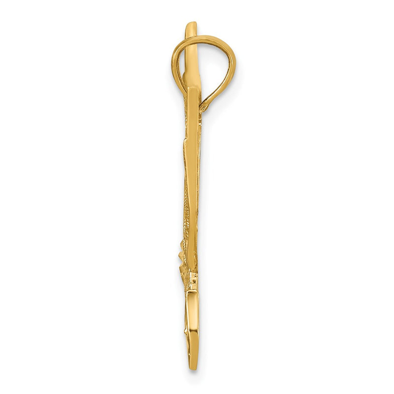 14k Yellow Gold Diamond-cut Eagle Pendant