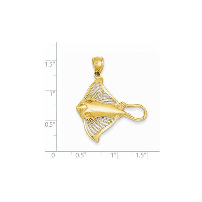 14k Yellow Gold Filigree Stingray Pendant