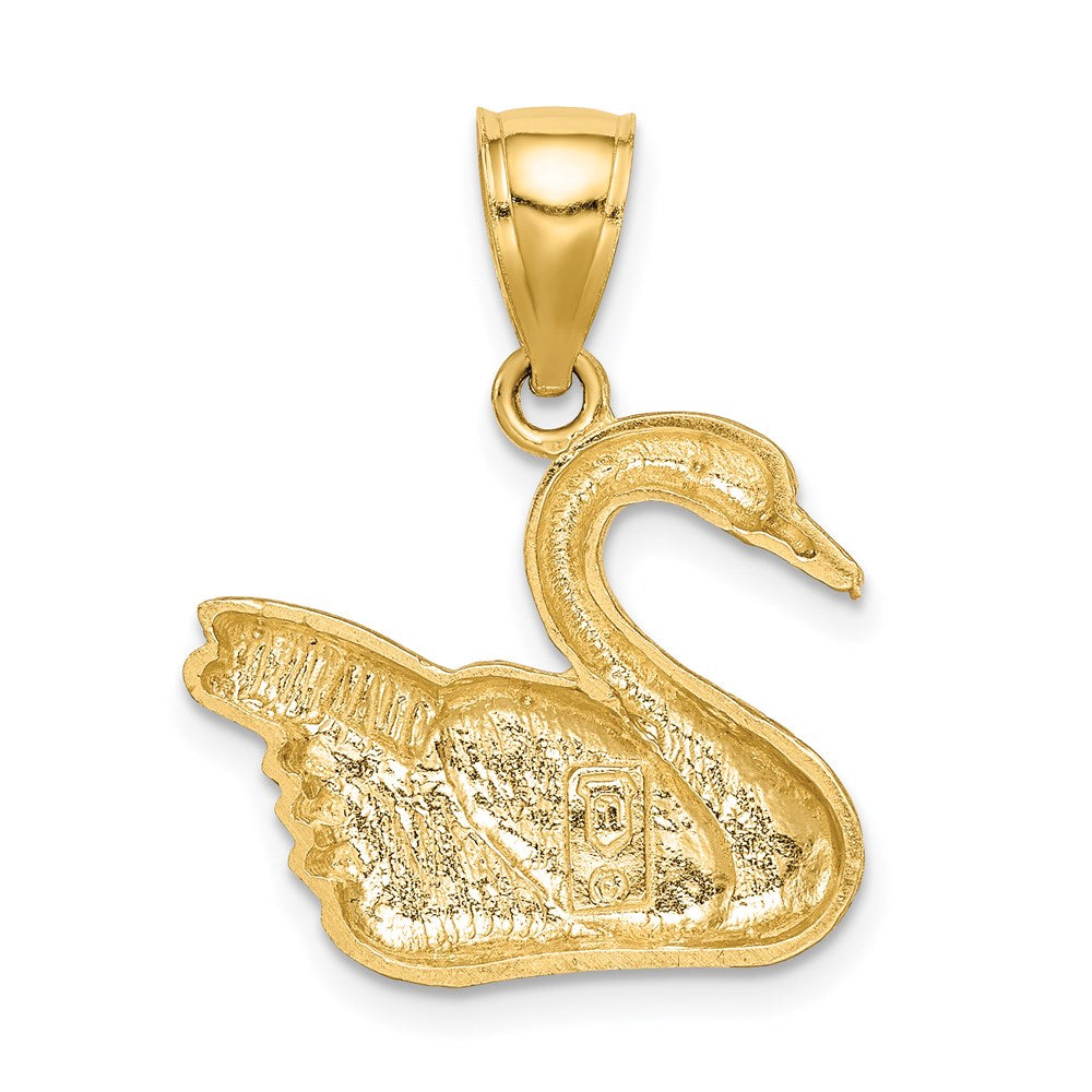 14k Yellow Gold Diamond-cut Swan Pendant