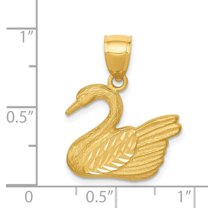14k Yellow Gold Diamond-cut Swan Pendant