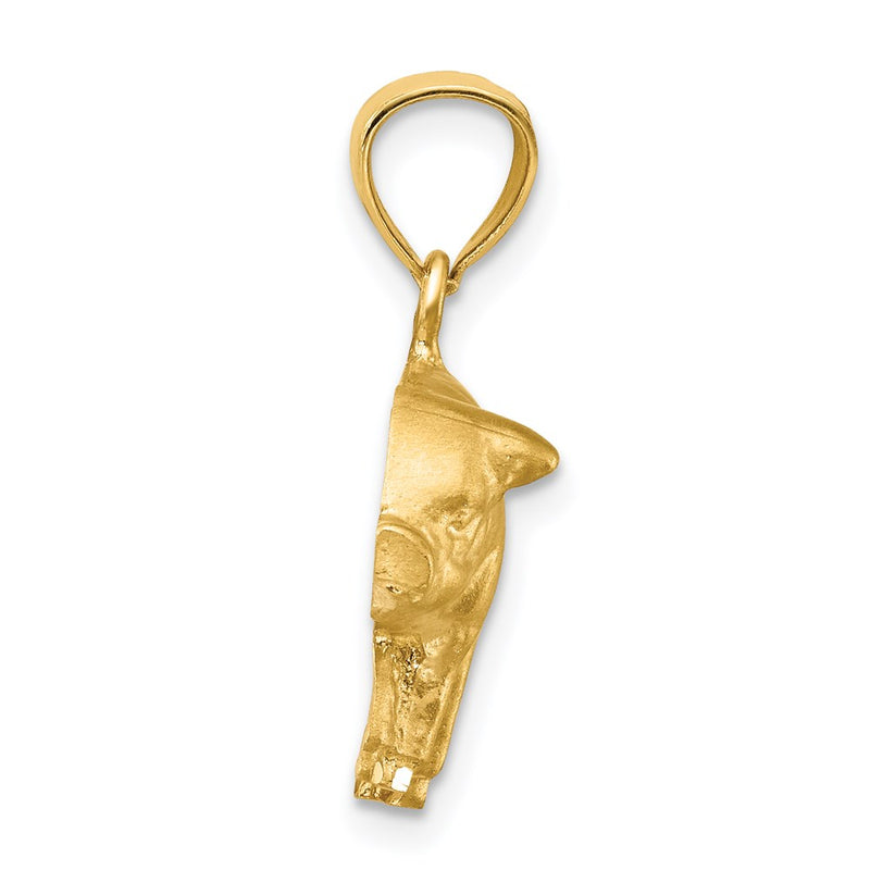 14k Yellow Gold Diamond-cut Pig Pendant