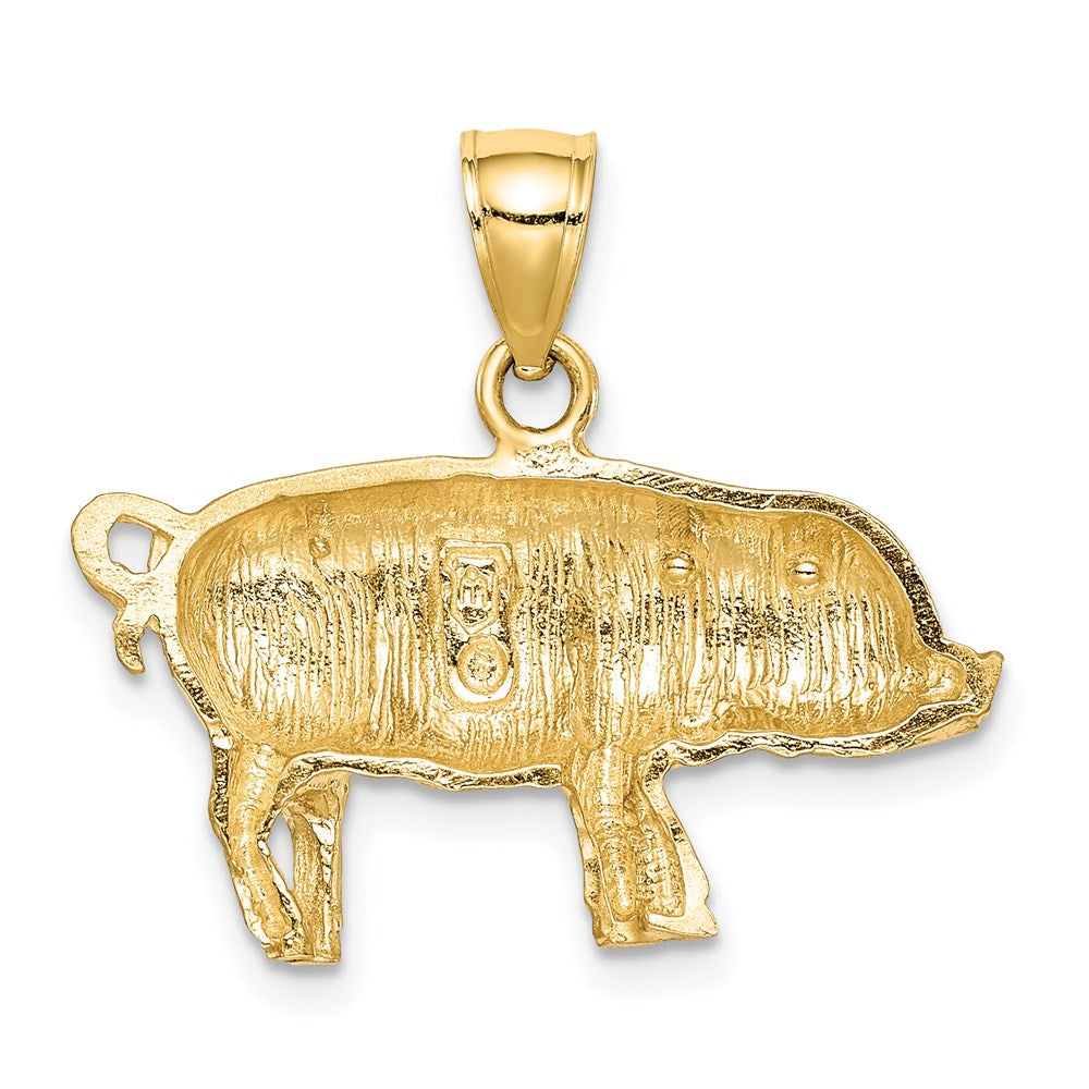 14k Yellow Gold Diamond-cut Pig Pendant