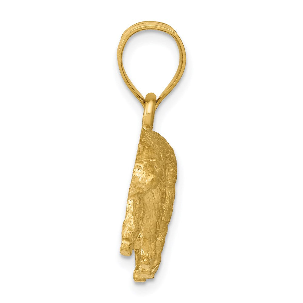 14k Yellow Gold Diamond-cut Bear Pendant