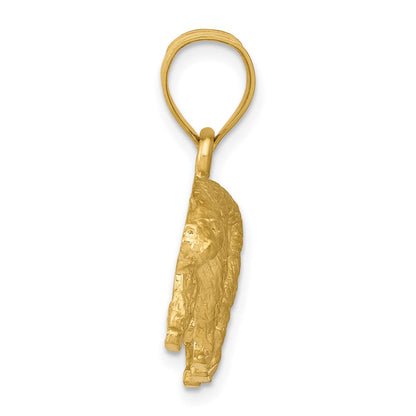 14k Yellow Gold Diamond-cut Bear Pendant