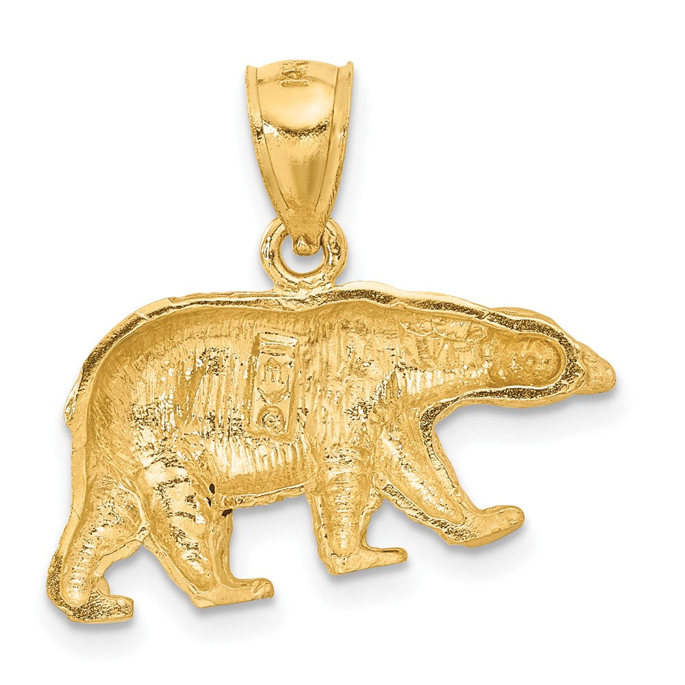 14k Yellow Gold Diamond-cut Bear Pendant