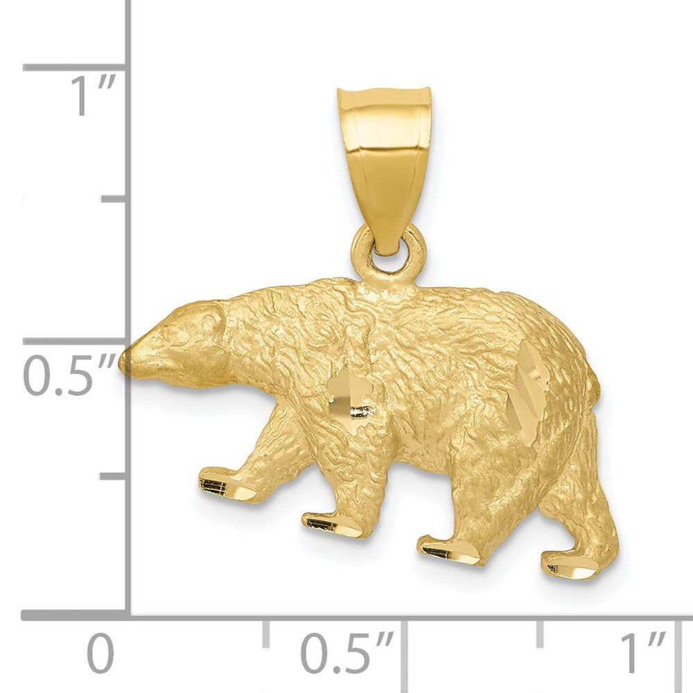 14k Yellow Gold Diamond-cut Bear Pendant