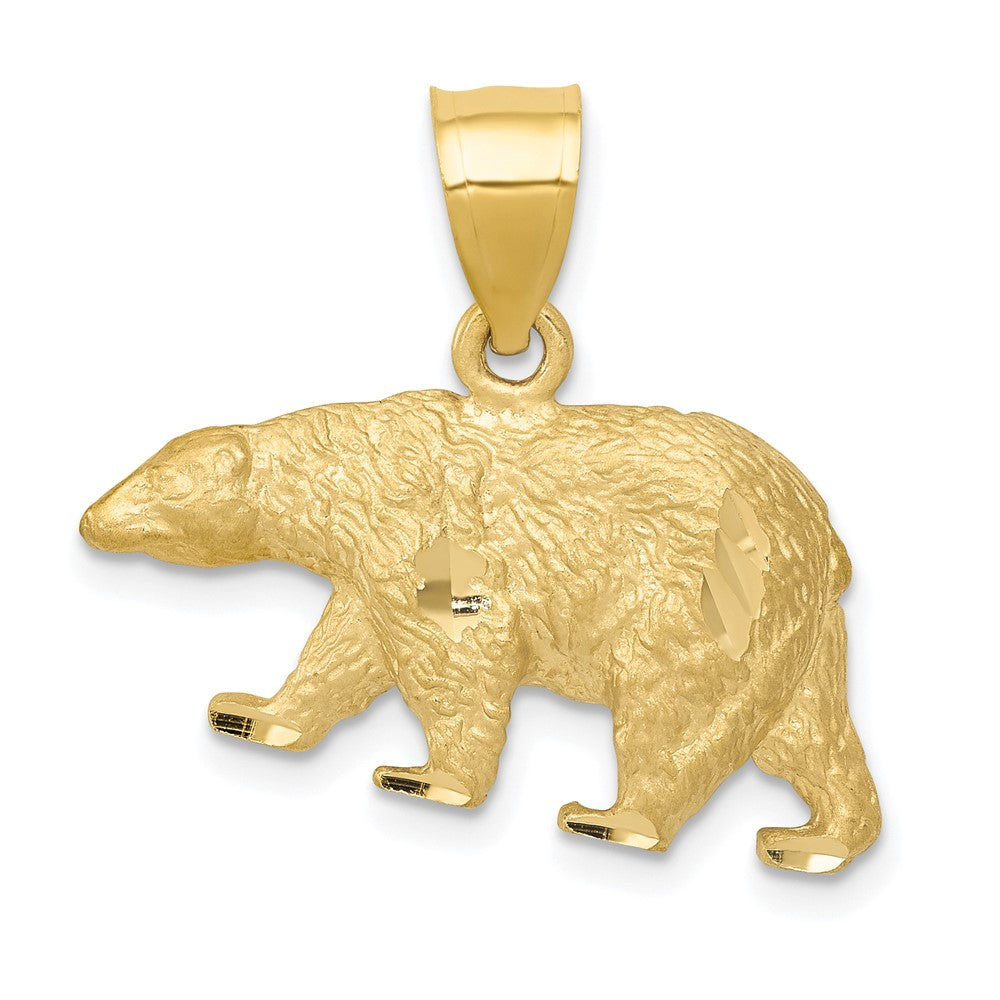 14k Yellow Gold Diamond-cut Bear Pendant