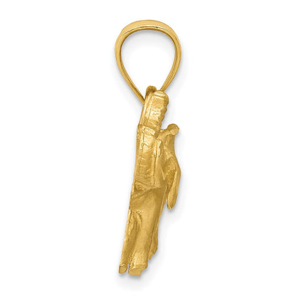 14k Yellow Gold Diamond-cut Elephant Pendant