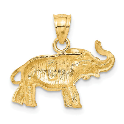 14k Yellow Gold Diamond-cut Elephant Pendant