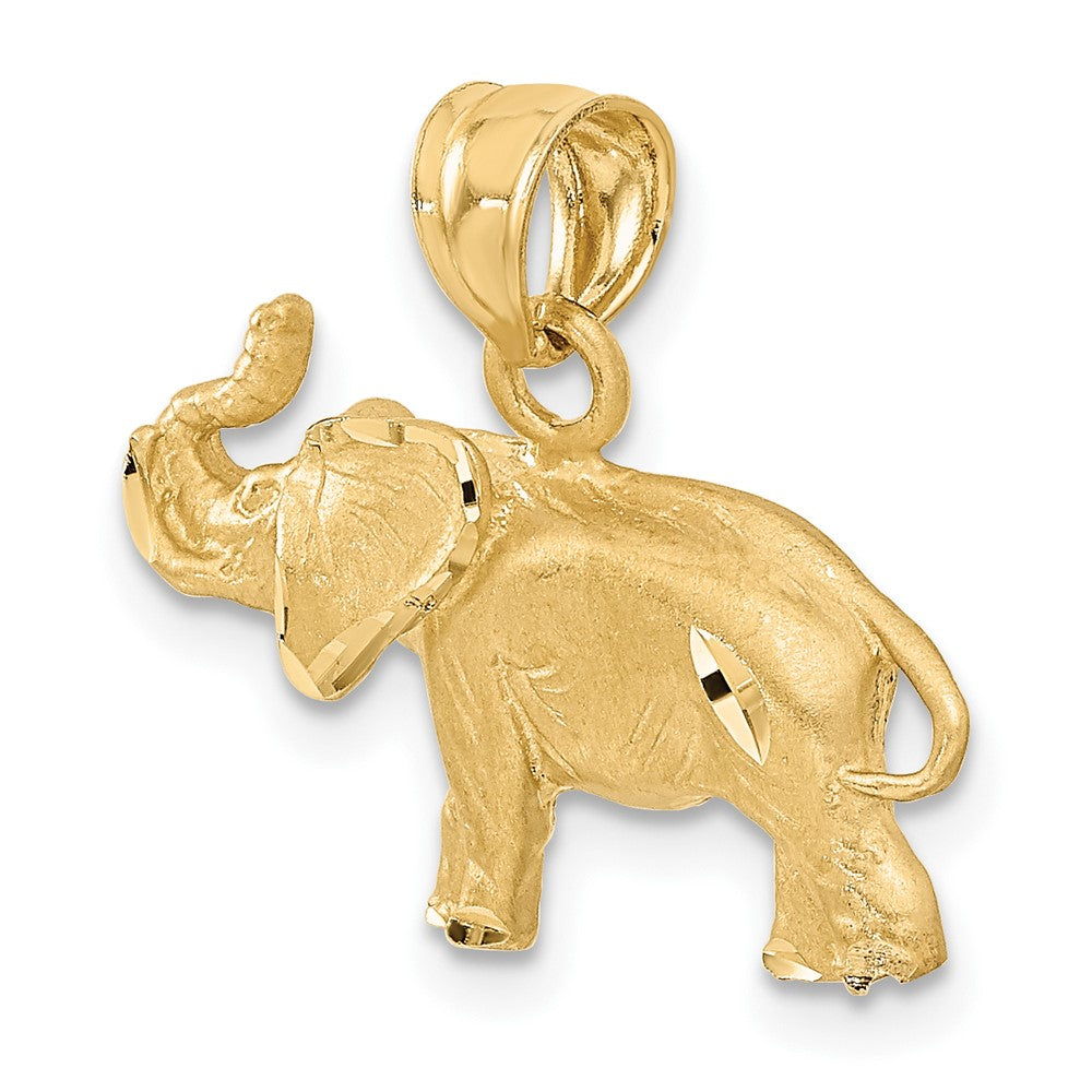 14k Yellow Gold Diamond-cut Elephant Pendant