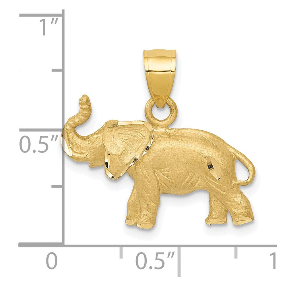 14k Yellow Gold Diamond-cut Elephant Pendant
