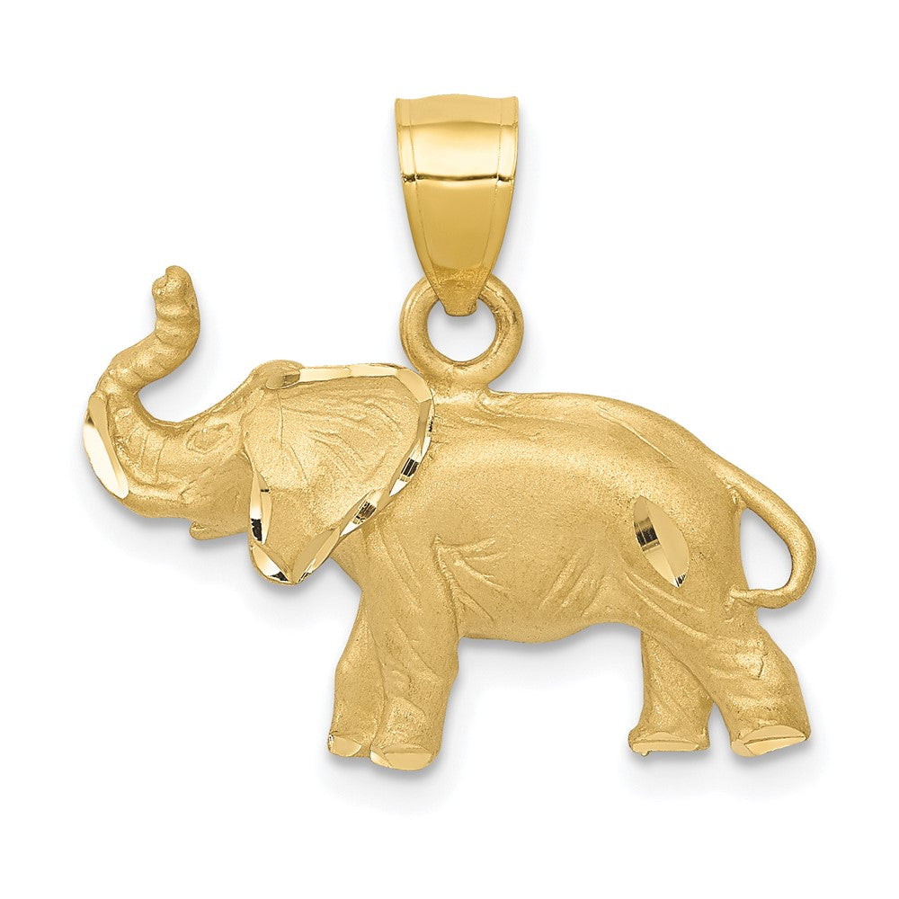 14k Yellow Gold Diamond-cut Elephant Pendant