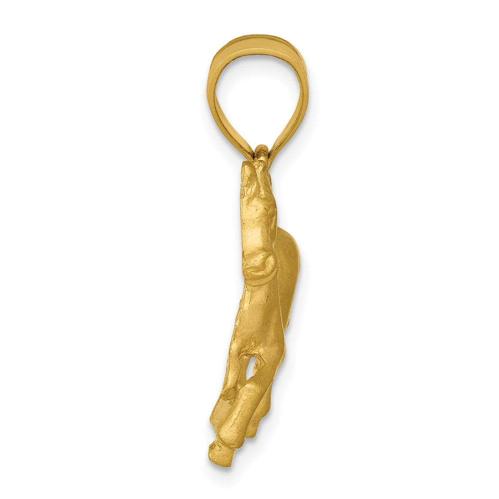 14k Yellow Gold Diamond-cut Horse Pendant