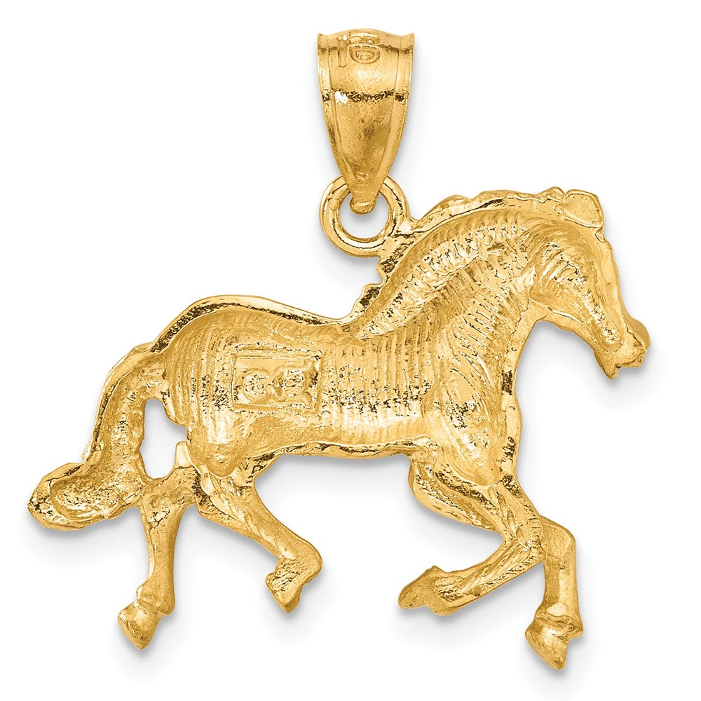 14k Yellow Gold Diamond-cut Horse Pendant